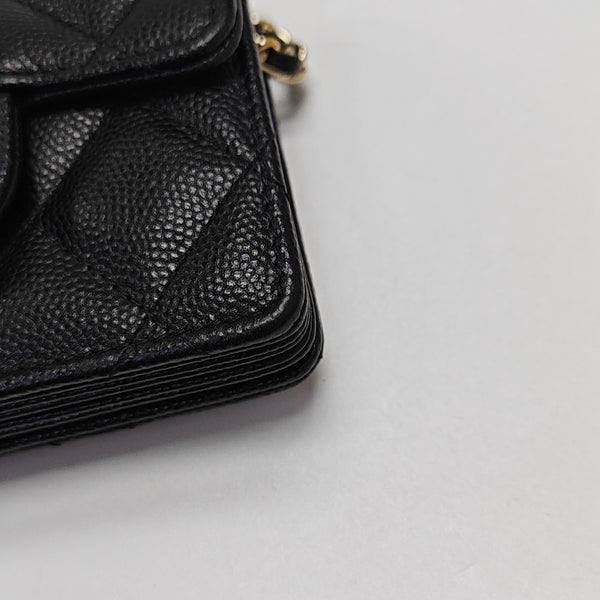 Quilted Grained Calfskin Shoulder Bag Black