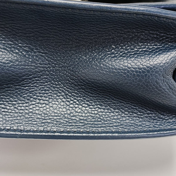 Quilted Grained Calfskin Crossbody Bag Blue