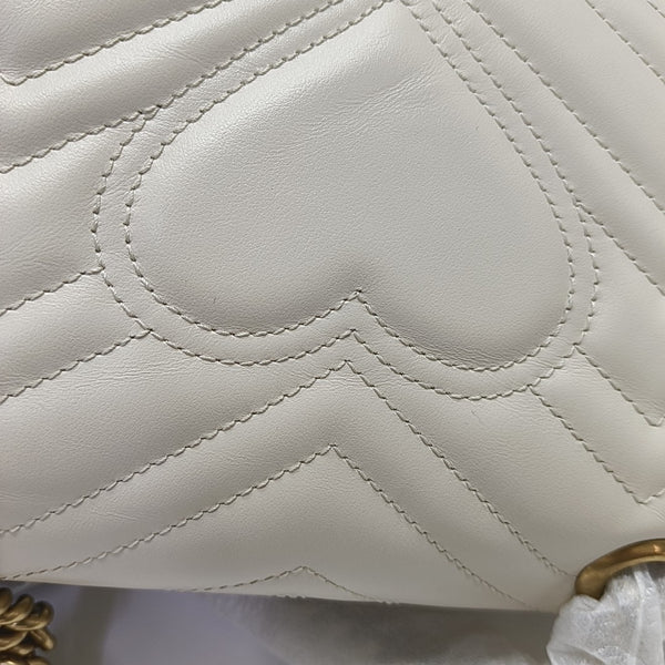 GG Marmont Small Quilted Calfskin White