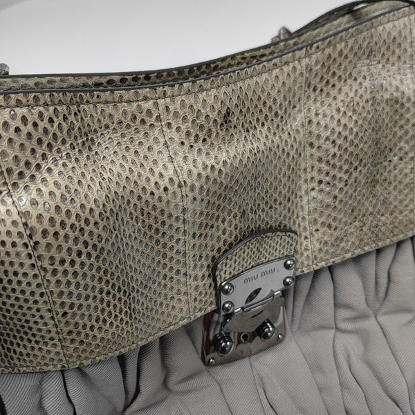 Quilted Fabric Shoulder Bag Gray