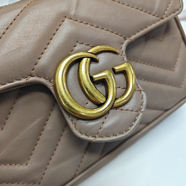 GG Marmont Mini Quilted Calfskin Beige