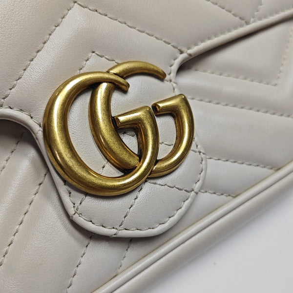 GG Marmont Small Quilted Calfskin White