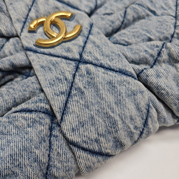 Quilted Denim Shoulder Bag Blue
