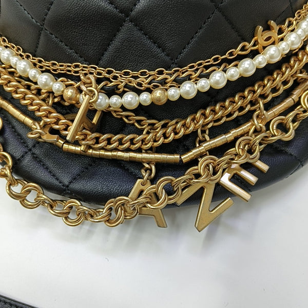 Quilted Lambskin Belt Bag Black