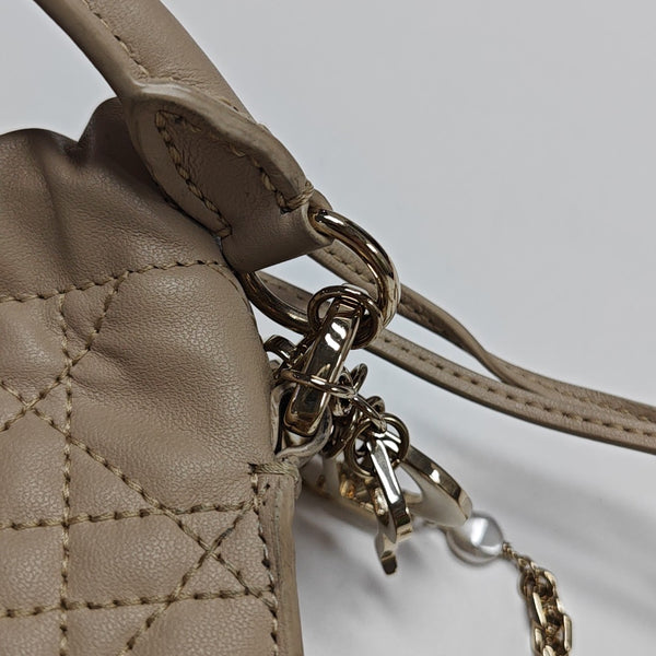 Authenticated pre-owned Lady Dior Milly Mini Cannage Lambskin Beige - Shoulder Bag at Looply
