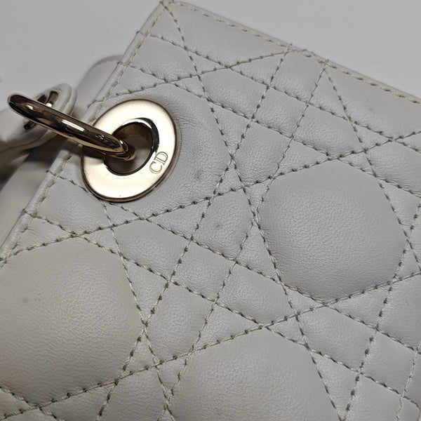 Lady D-Joy Super Mini Cannage Lambskin White