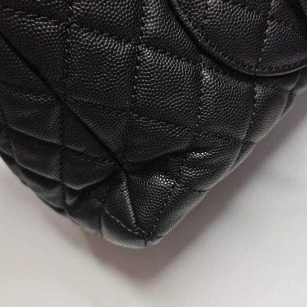 Quilted Grained Calfskin Tote Bag Black