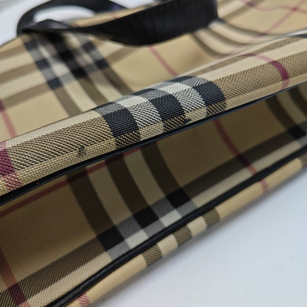 Coated Canvas Top Handle Bag Beige