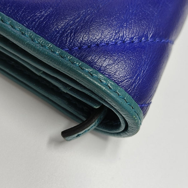 GG Marmont Mini Quilted Calfskin Blue Wallet