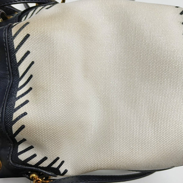 Authenticated pre-owned Mon Tresor Mini Fabric White - Bucket Bag at Looply