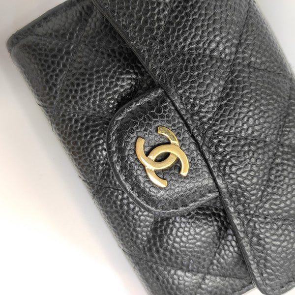 CLASSIC FLAP Quilted Grained Calfskin Black Wallet