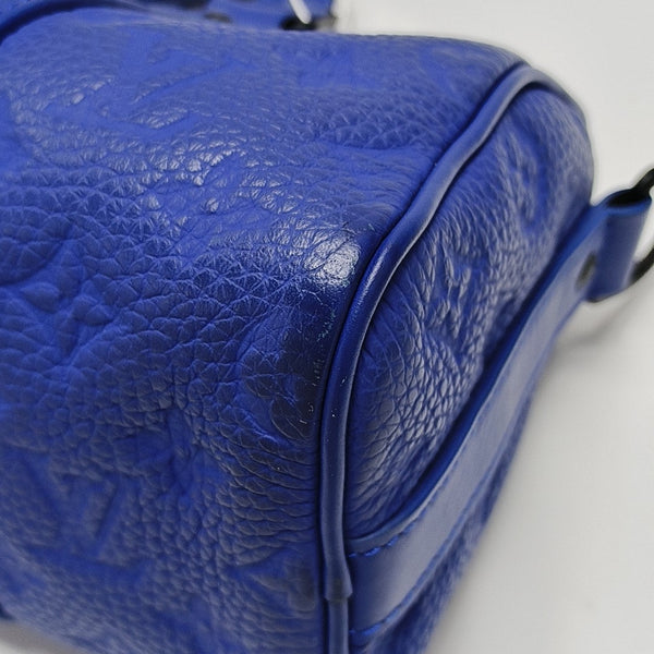KEEPALL Monogram Calfskin Blue