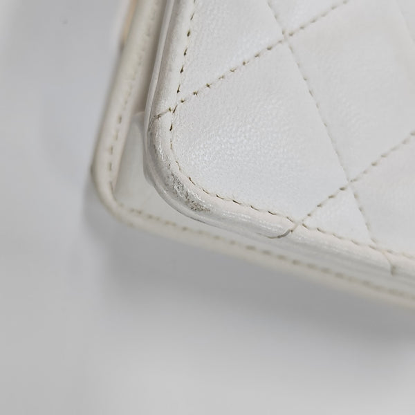 Quilted Lambskin Shoulder Bag White