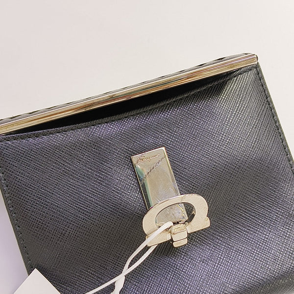 Gancini Small Calfskin Black Wallet