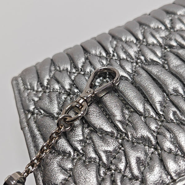 Crystal Mini Quilted Lambskin Gray