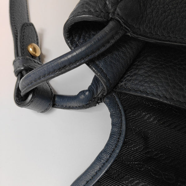 Leather Shoulder Bag Blue