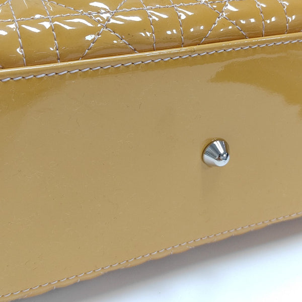 Authenticated pre-owned Lady Dior Large Quilted Patent Leather Yellow - Tote Bag at Looply