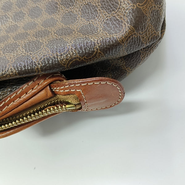 Coated Canvas Clutch Brown