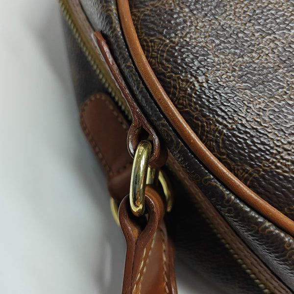 Coated Canvas Top Handle Bag Brown