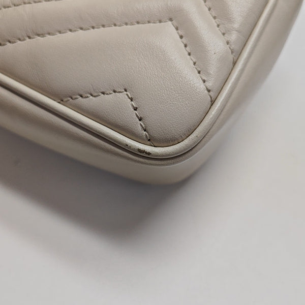 GG Marmont Mini Quilted Calfskin White