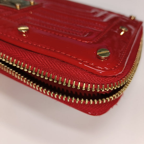 Quilted Patent Leather Wallet Red