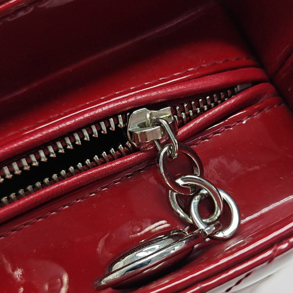Lady Dior Large Cannage Patent Leather Red
