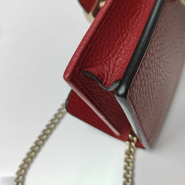 Interlocking G Small Calfskin Red