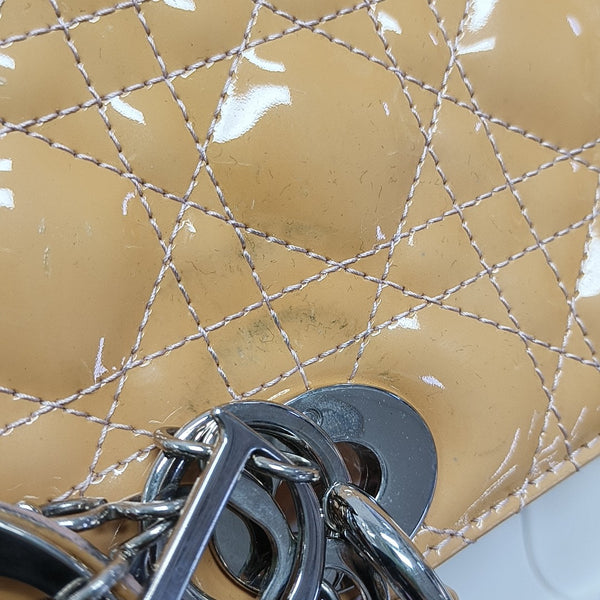 Lady Dior Medium Cannage Patent Leather Yellow