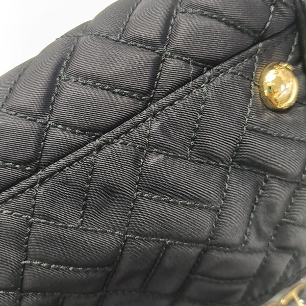 Quilted Nylon Shoulder Bag Black