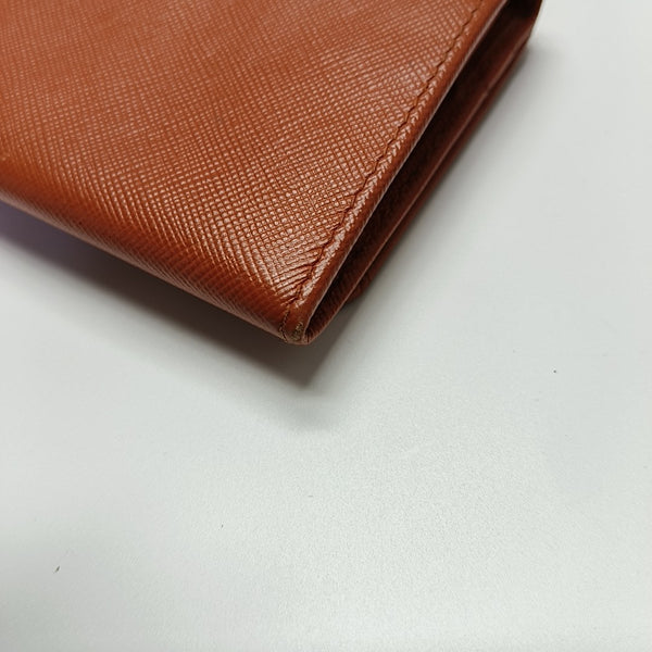 Fold Wallet Saffiano Calfskin Orange Wallet