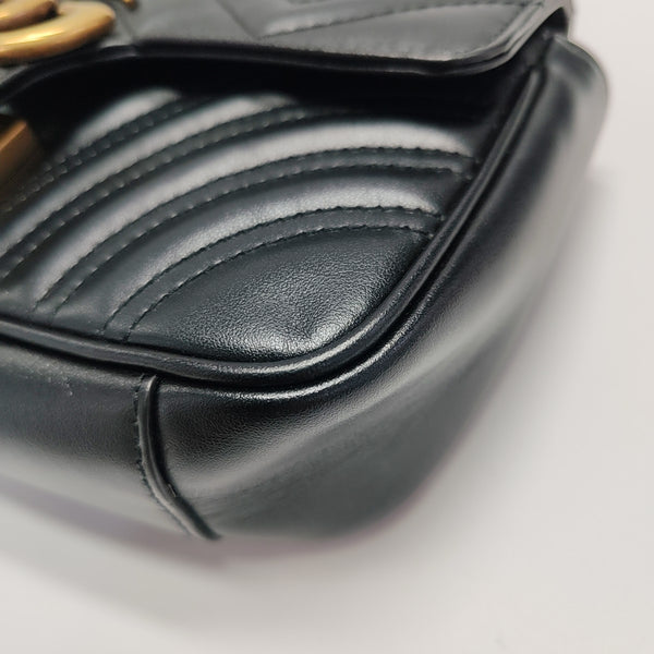 GG Marmont Small Quilted Calfskin Black