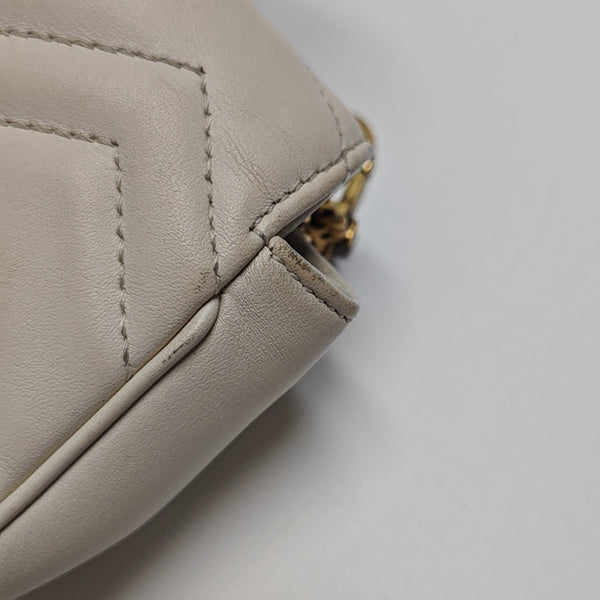 GG Marmont Mini Quilted Calfskin White