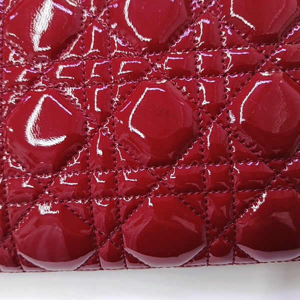 Lady Dior Medium Cannage Patent Leather Red