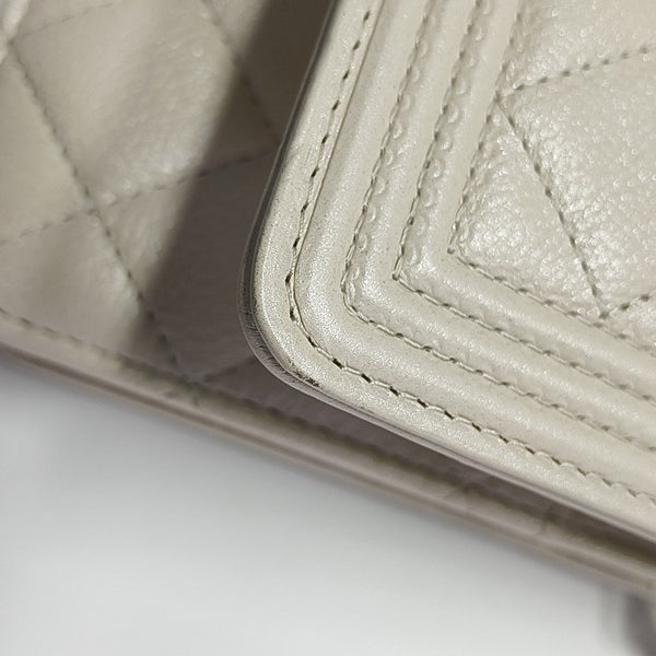 BOY CHANEL Mini Quilted Calfskin Beige