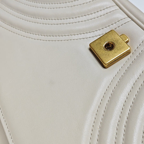GG Marmont Medium Quilted Calfskin White