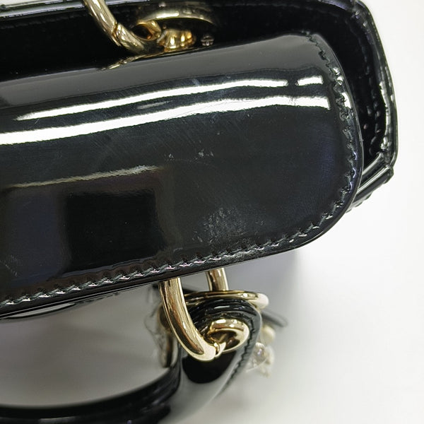 Lady Dior Super Mini Cannage Patent Leather Black