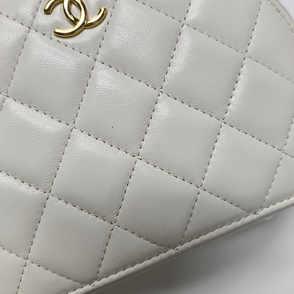 Quilted Lambskin Shoulder Bag White