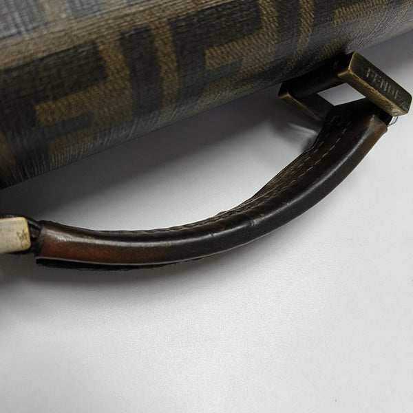 Coated Canvas Top Handle Bag Brown