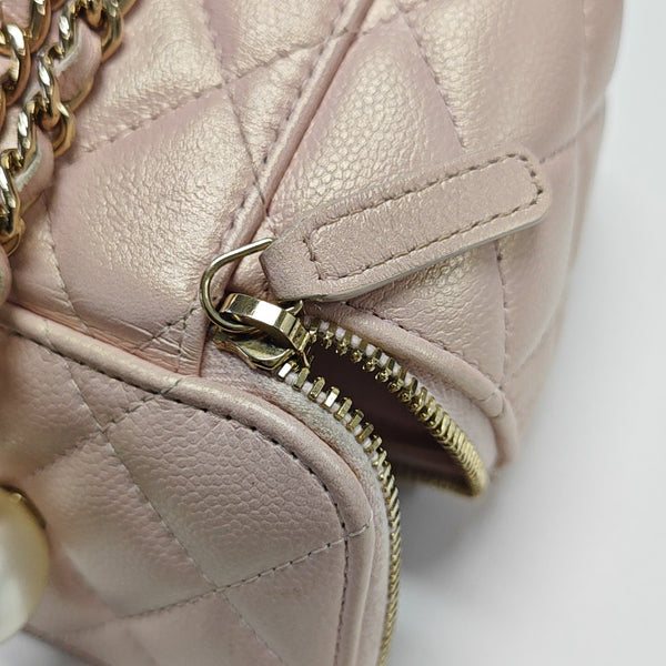 Quilted Calfskin Top Handle Bag Pink