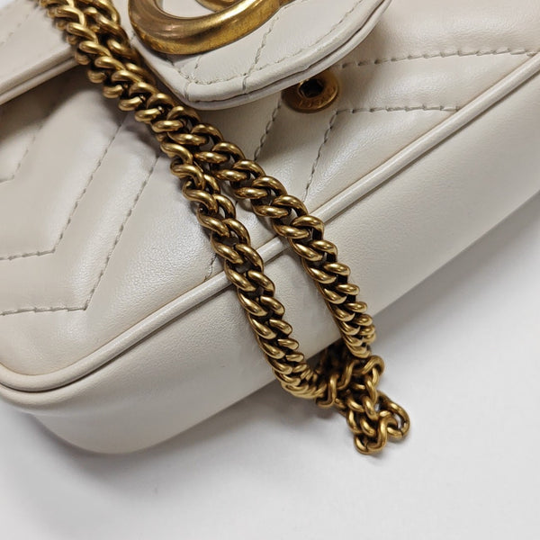 GG Marmont Mini Quilted Calfskin White