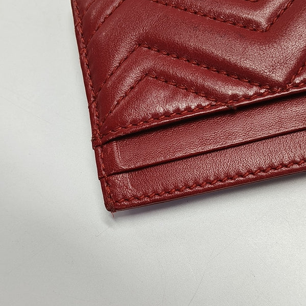 Authenticated pre-owned GG Marmont Quilted Calfskin Red Card Holder - Card Holder at Looply