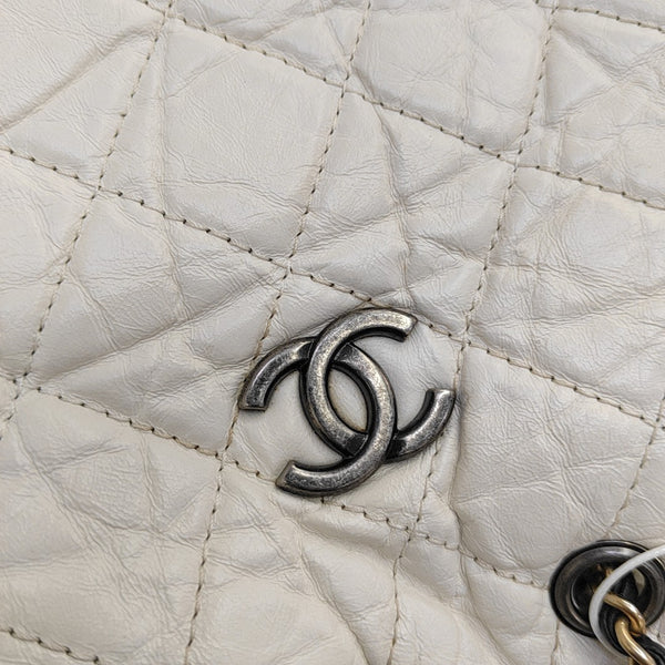 GABRIELLE Small Quilted Calfskin White