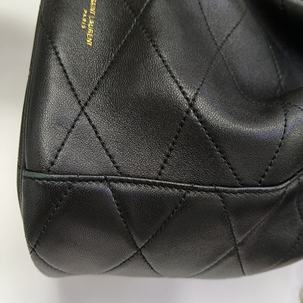 Quilted Lambskin Bucket Bag Black