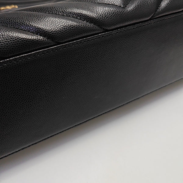 TRIBECA Chevron Calfskin Black