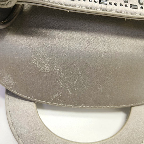 Authenticated pre-owned Lady Dior Mini Silk Satin Grey - Tote Bag at Looply