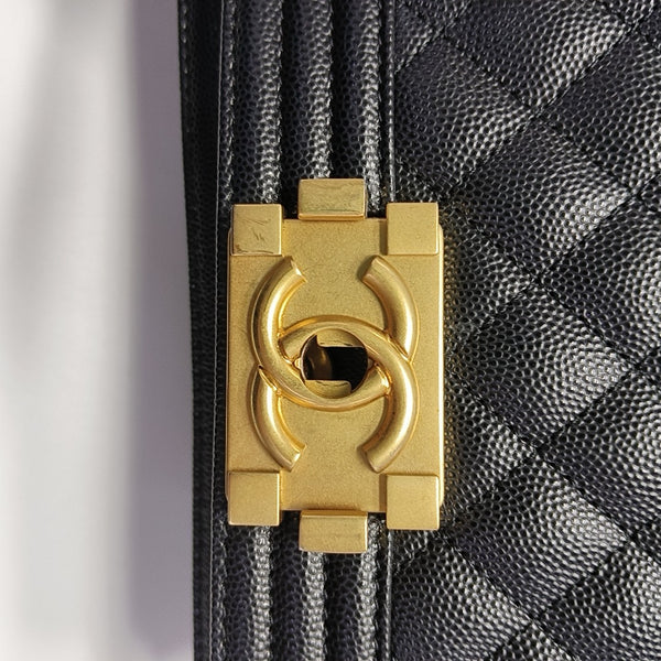 BOY CHANEL Small Quilted Grained Calfskin Black