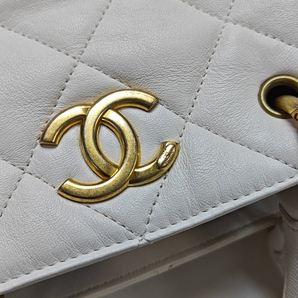 Quilted Lambskin Tote Bag White