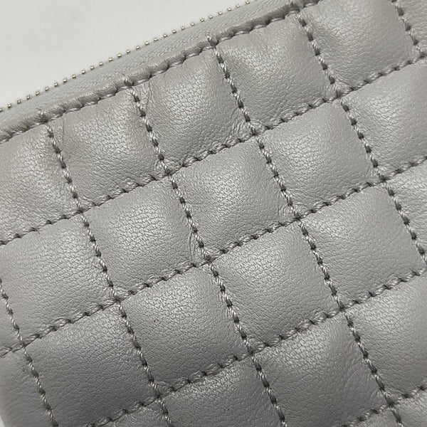 C CHARM Quilted Calfskin Gray Coin Purse