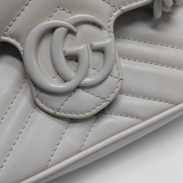 GG Marmont Mini Quilted Calfskin White