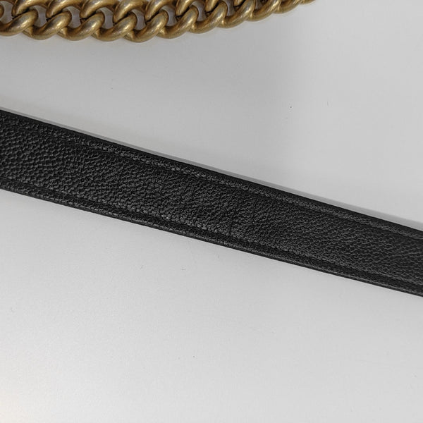 BOY CHANEL Mini Quilted Grained Calfskin Black